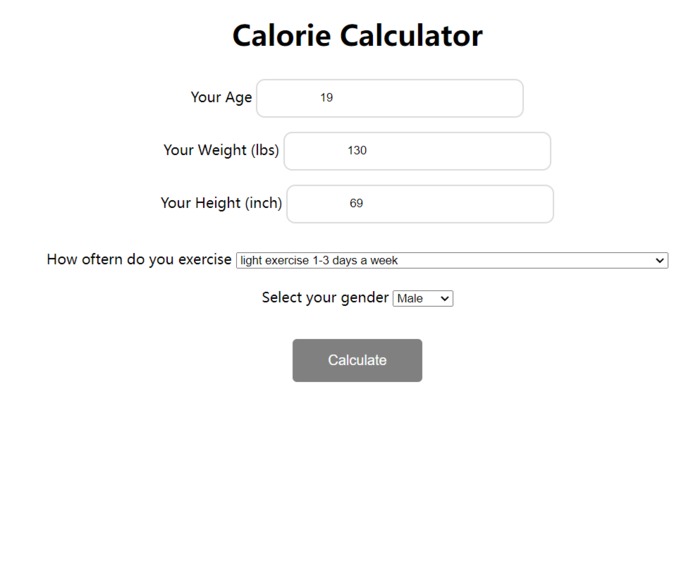 Calorie Calculator – screenshot 1