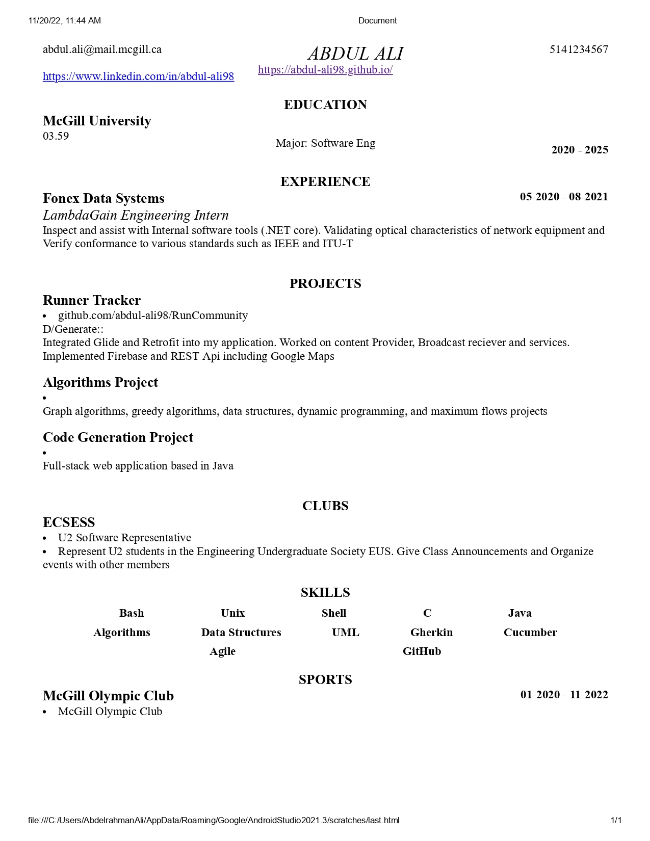 Cv generator devpost