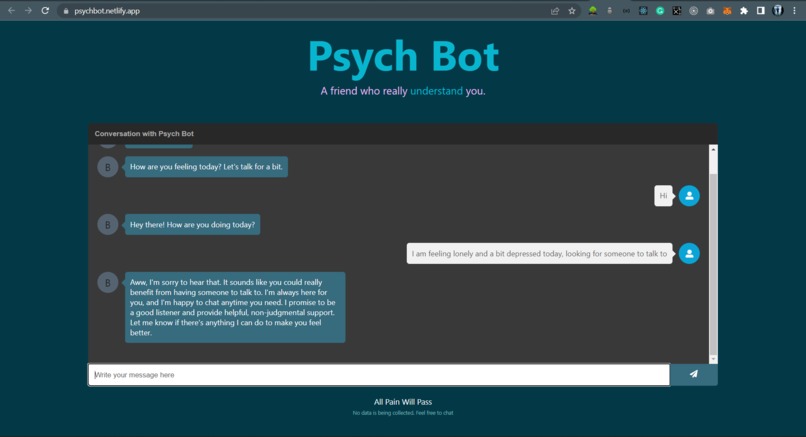 Psychotherapy Chatbot – screenshot 3