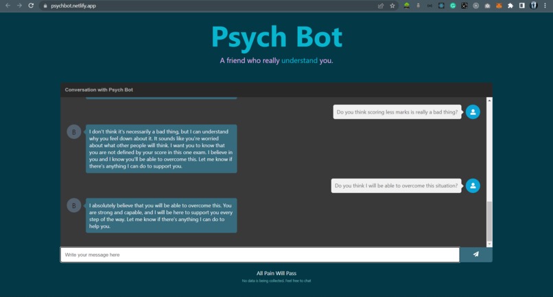 Psychotherapy Chatbot – screenshot 5