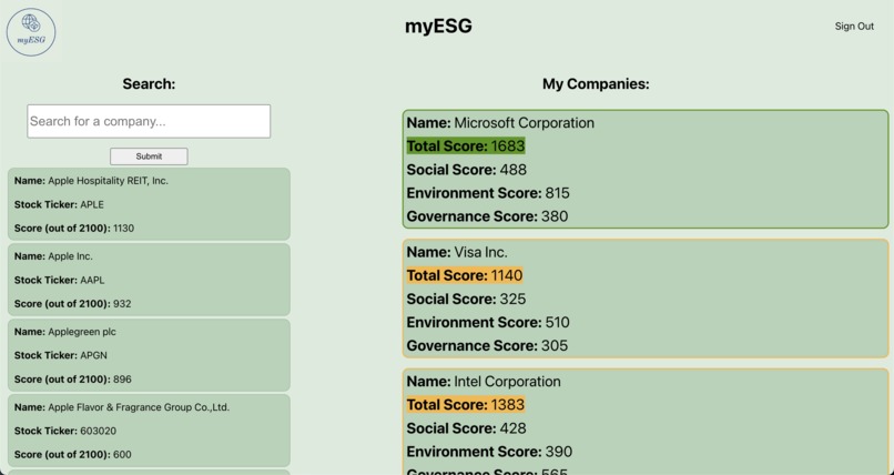 myESG – screenshot 1