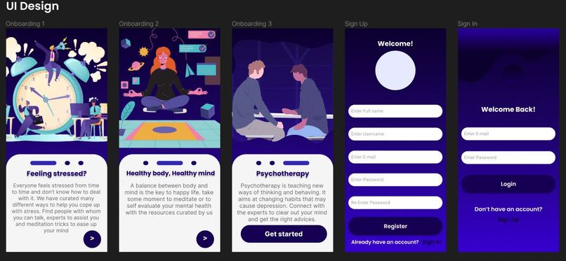 Wireframe of meditation application – screenshot 2