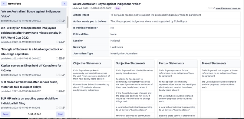 abridged news.ai – screenshot 2