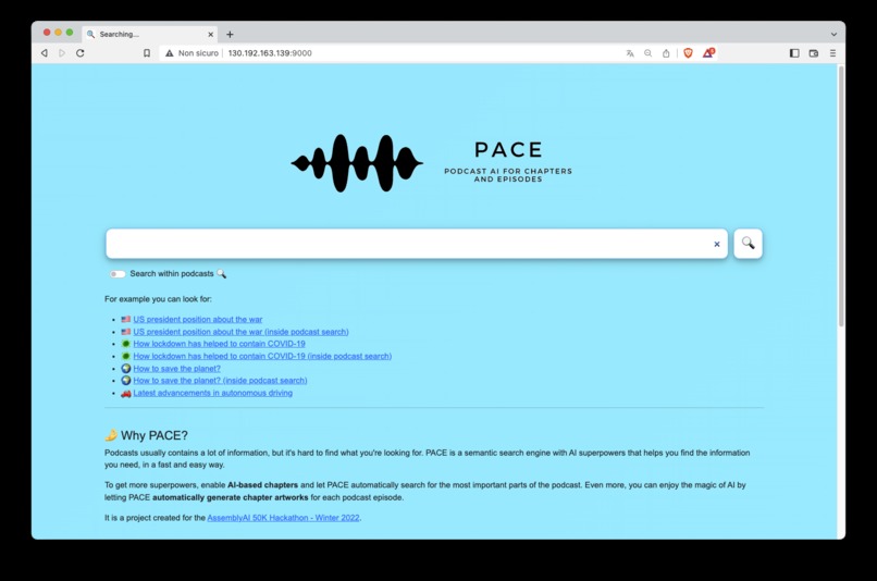 PACE: Podcast AI for Chapters and Episodes – screenshot 1