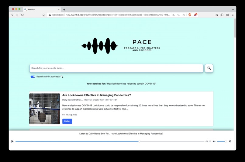 PACE: Podcast AI for Chapters and Episodes – screenshot 2