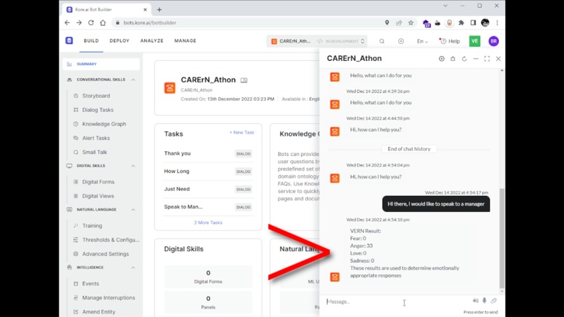 VERN powered "CARE RN" for Kore Bot-a-thon – screenshot 3