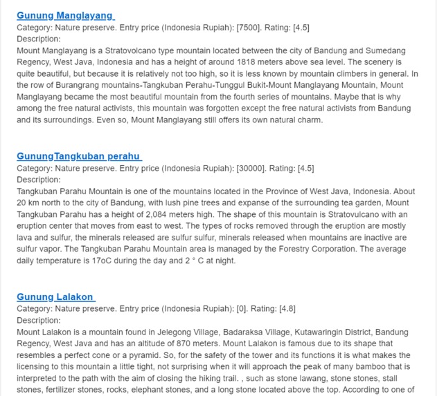Indonesia Tourism Destination Recommendation System – screenshot 4
