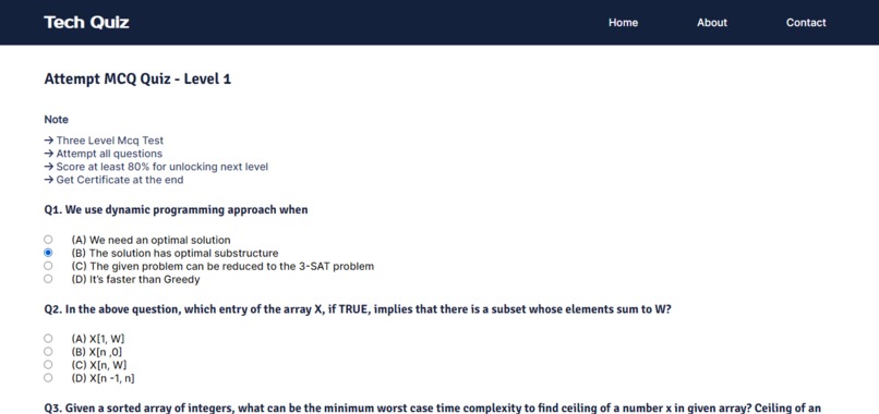 Online knowledge Assessment  – screenshot 6