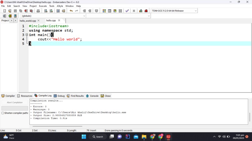 Hello world project – screenshot 1