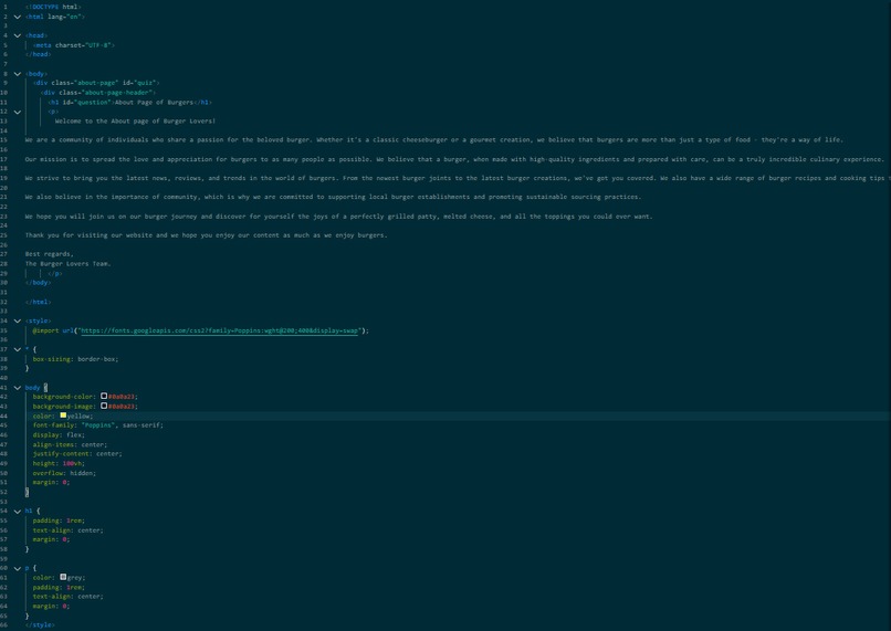 Build an About Page for your favorite food  – screenshot 1