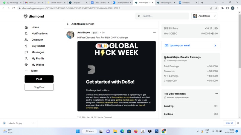 First Post at Diamond App – screenshot 1