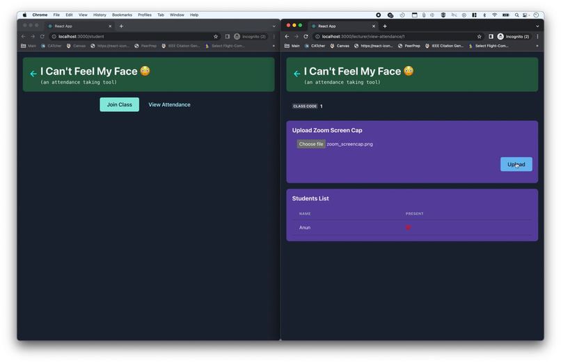 Facial Recognition Zoom Attendance - I Can't Feel My Face – screenshot 1