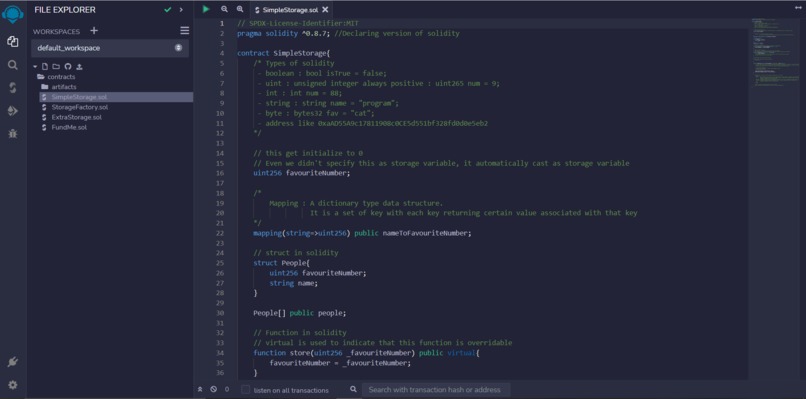 Learning solidity – screenshot 1