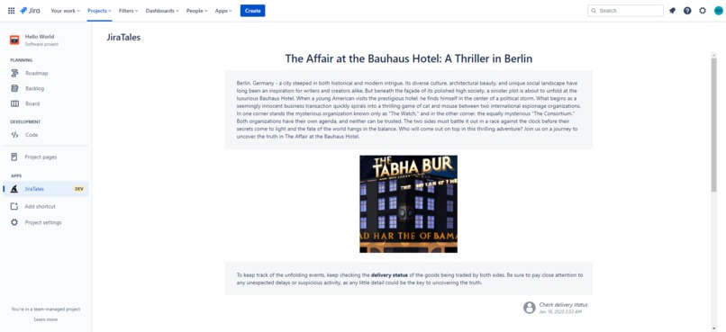 JiraTales – screenshot 2