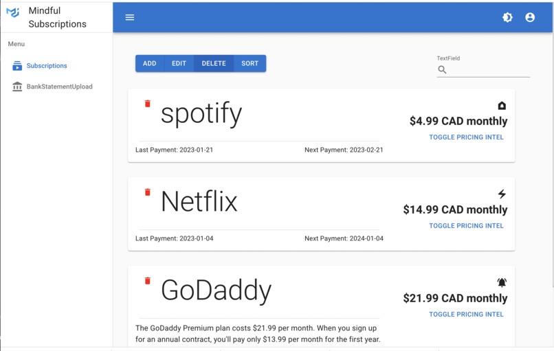 Mindful Subscriptions – screenshot 4
