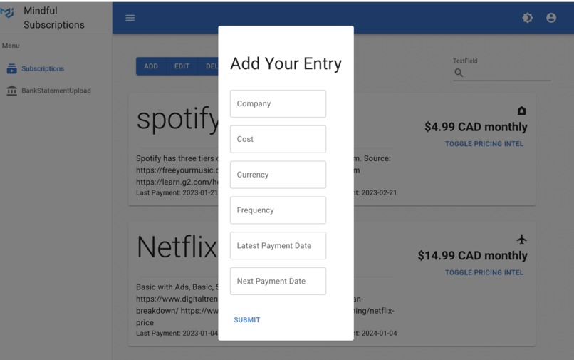 Mindful Subscriptions – screenshot 5