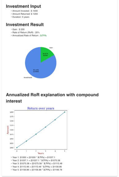 Annualized RoR calculation on MecSimCalc – screenshot 2