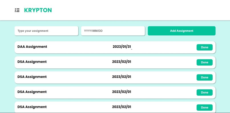 Krypton- Assignment Tracker – screenshot 1