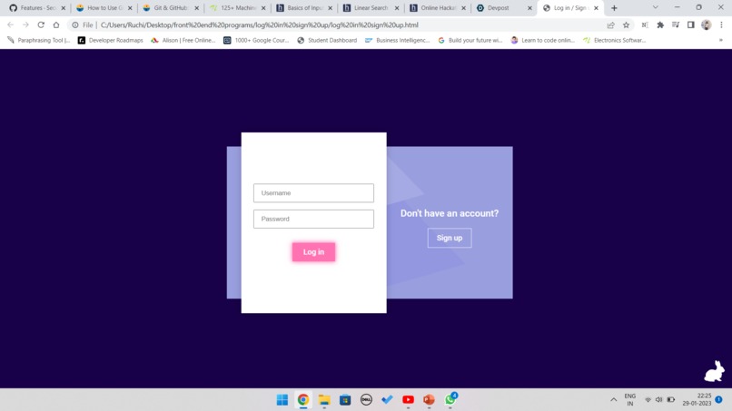 login/signup page – screenshot 1