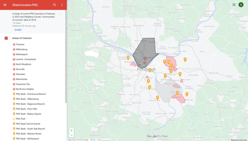 A study of current PNC branches and "communities of concern" – screenshot 3