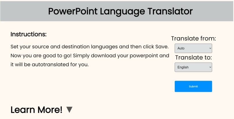 Power-Point Translator Chrome extension – screenshot 1