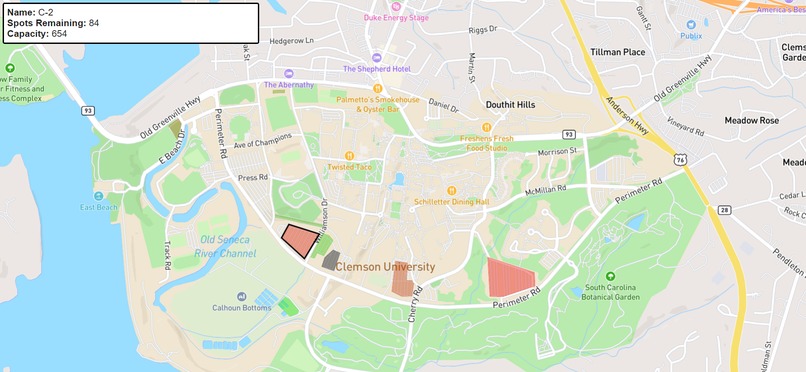 Clemson Parking Tracker – screenshot 1