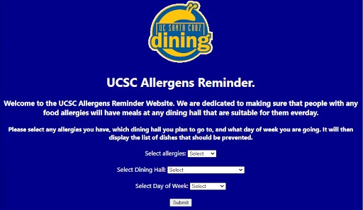 UCSC Dining Hall Allergen Reminder – screenshot 1