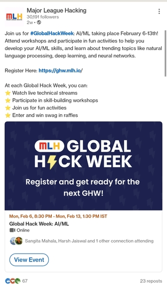 Register for AI/ML Week on LinkedIn – screenshot 1