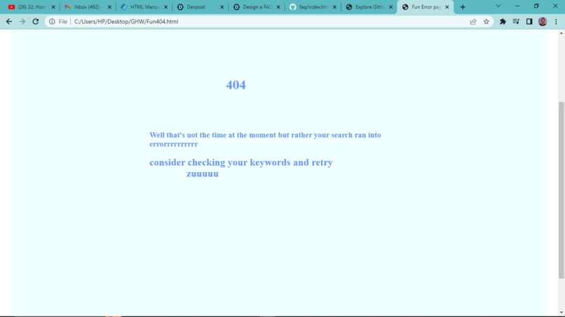 Fun 404 page – screenshot 1