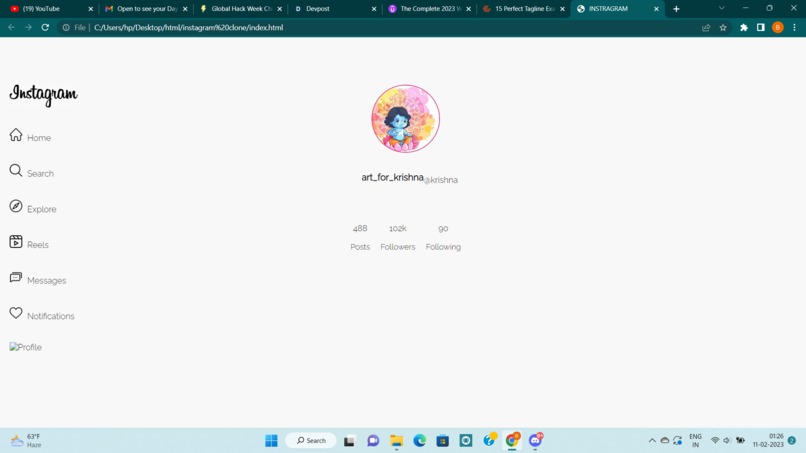 Instagram clone – screenshot 1