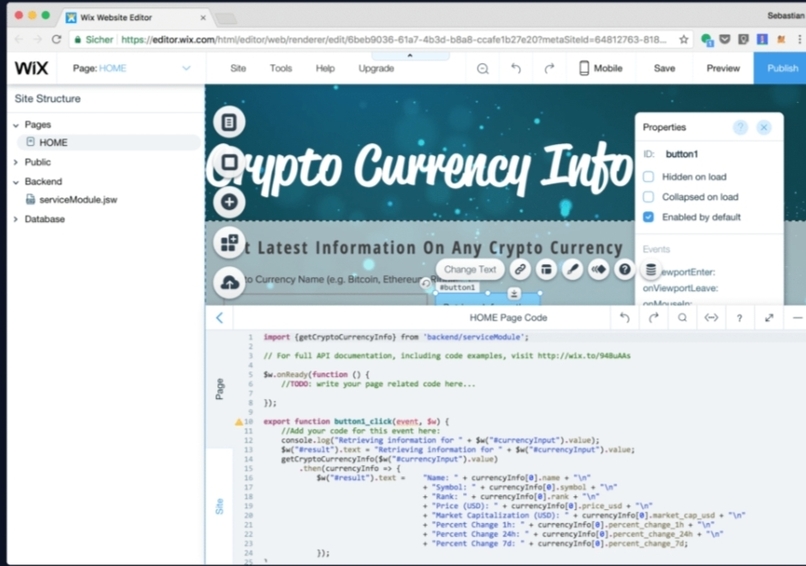 Build a Wix site and integrate it with a 3rd party API – screenshot 4