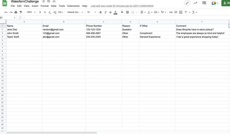 Wakefern Food Corp. Feedback Form – screenshot 2