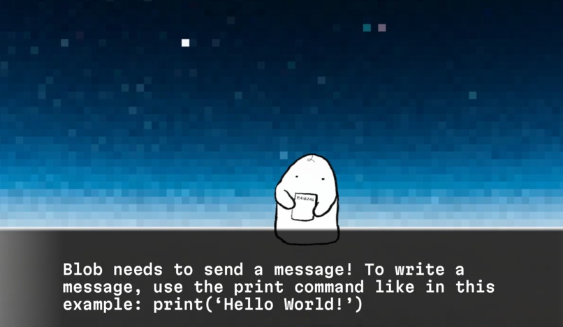 print("Hello Blob's World") – screenshot 2