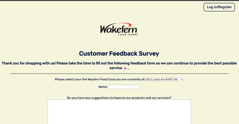 Wakefern Customer Feedback From – screenshot 1
