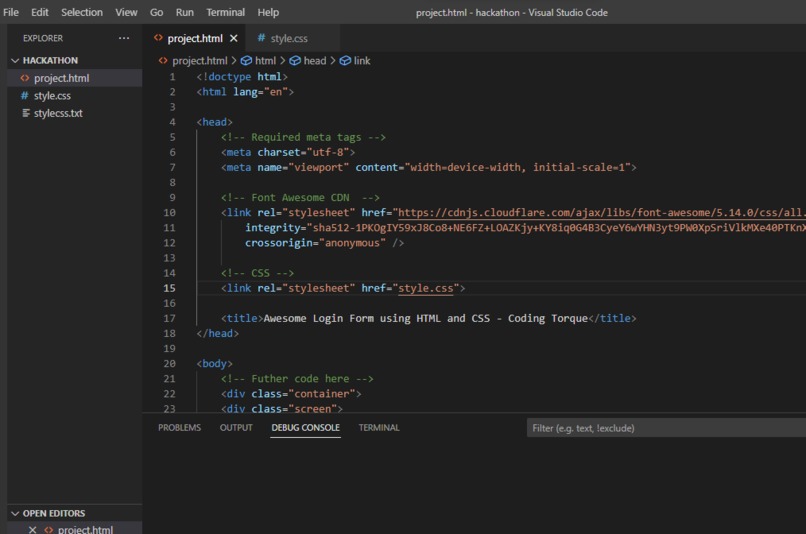 Login form – screenshot 2