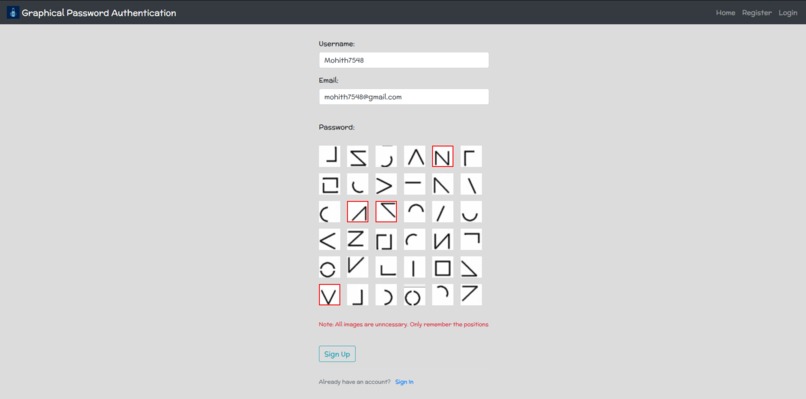 Graphical Password Authentication – screenshot 4
