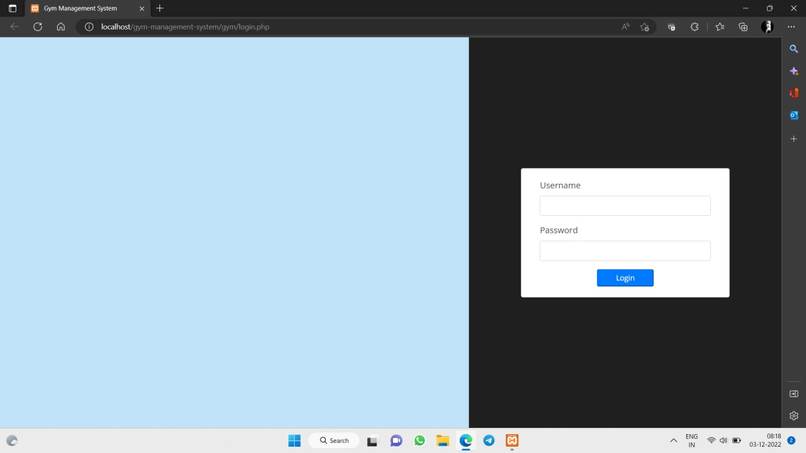 Gym management system – screenshot 1
