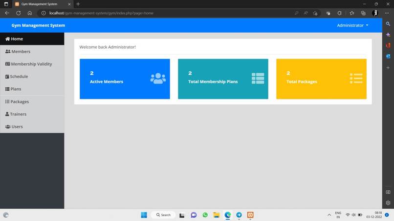 Gym management system – screenshot 2