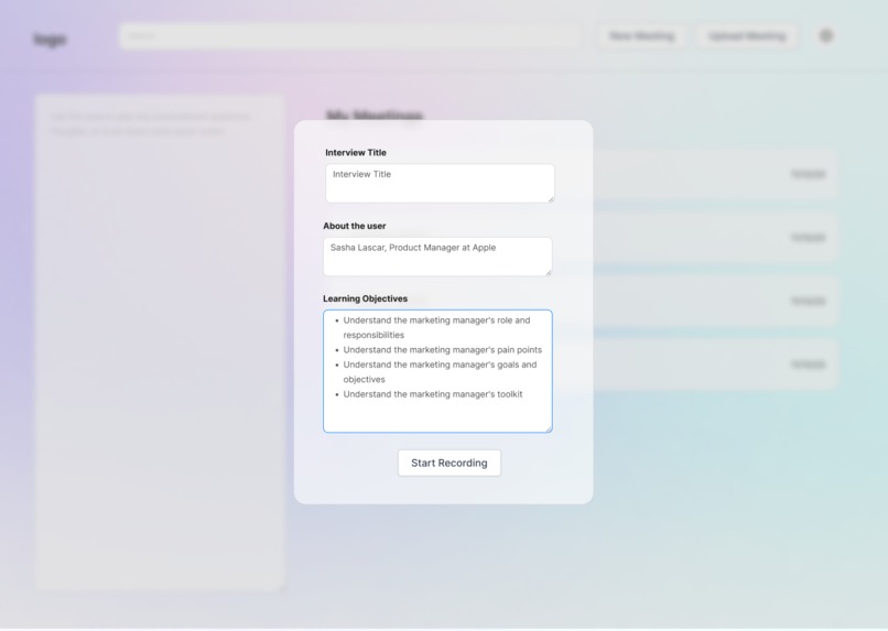 FeedbackGenie: A User Interview Assistant – screenshot 3