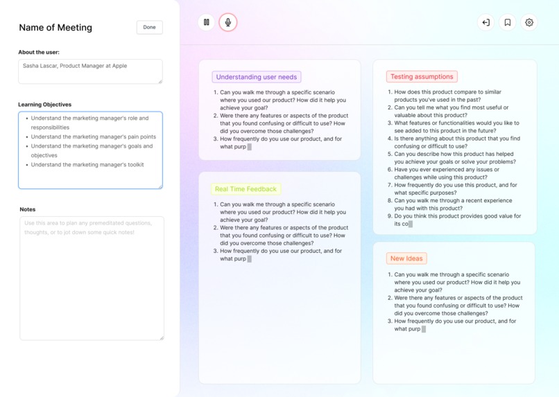 FeedbackGenie: A User Interview Assistant – screenshot 6