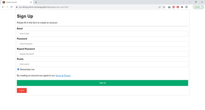 SCU Dining Points Exchange – screenshot 2