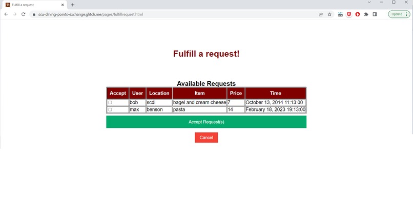 SCU Dining Points Exchange – screenshot 3