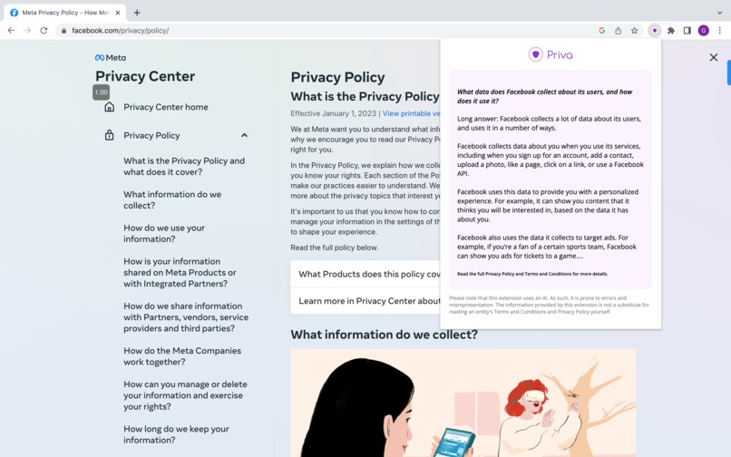 Priva: TL;DR for Reading Privacy Policies – screenshot 2