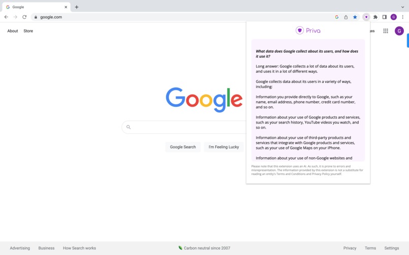 Priva: TL;DR for Reading Privacy Policies – screenshot 3