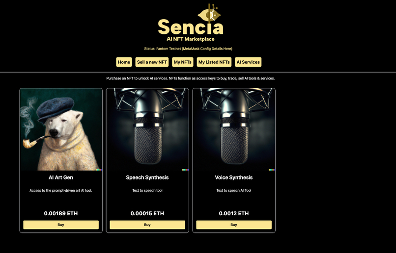 Sencia - AI NFT Marketplace – screenshot 2