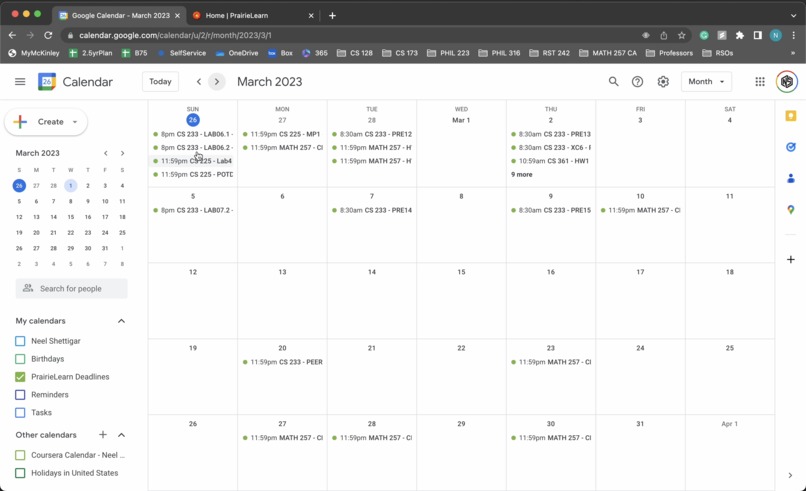 PrairieLearn Deadline Calendar View – screenshot 1