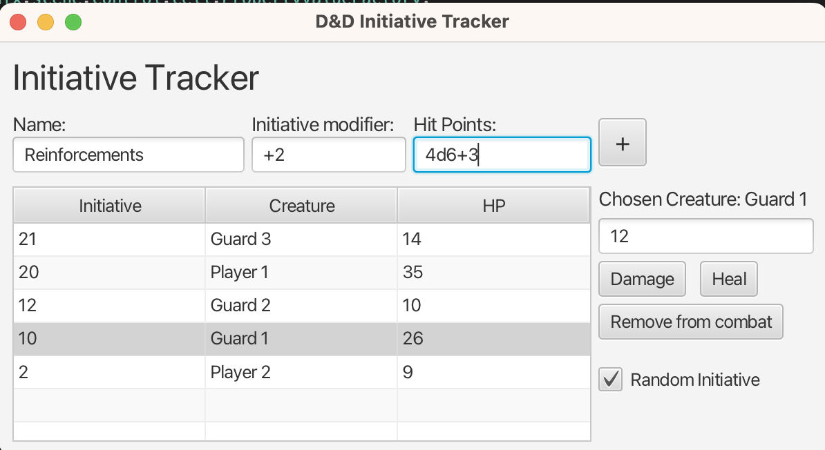 D&D Initiative Tracker Devpost