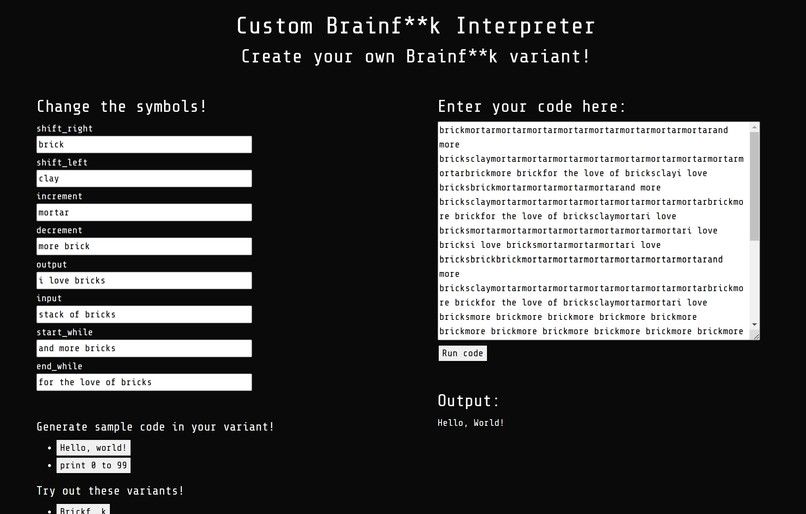 Make Your Own Brainf**k Variant! | Devpost