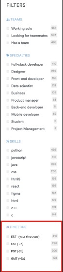 Profile searcher and timezone filter – screenshot 3