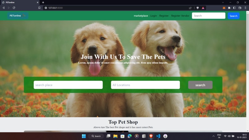 online pet store  – screenshot 1
